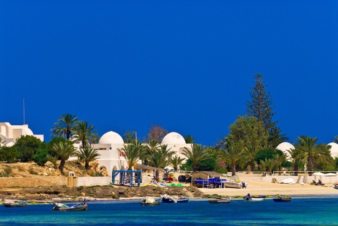 Mediterranean Sea beach at Club Med Djerba La Douce, Djerba Island, Tunisia